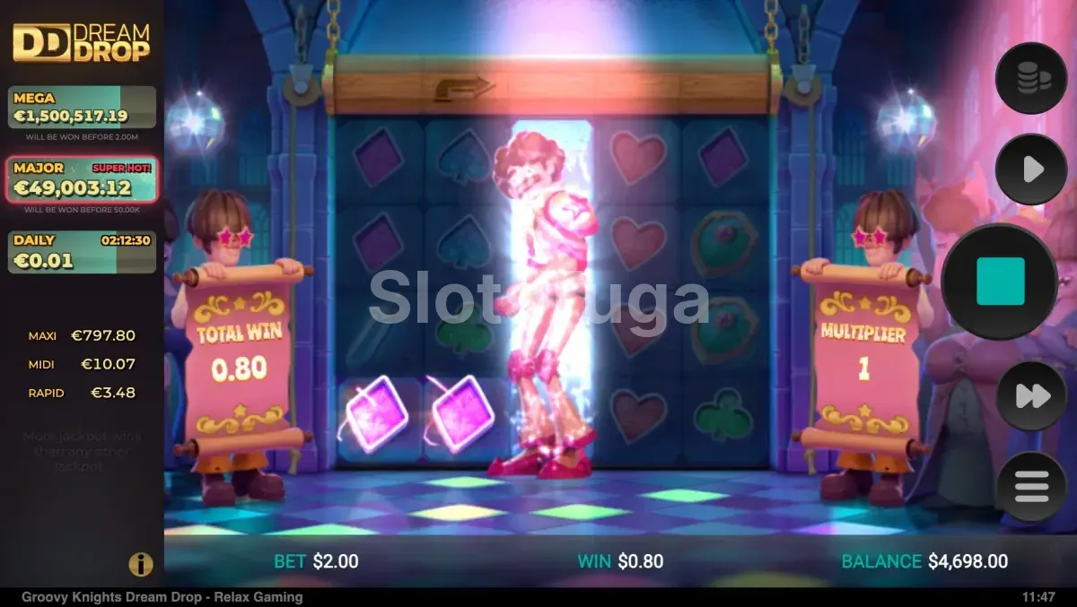 Rodadas grátis com Wild Disco Knight no Groovy Knights Dream Drop
