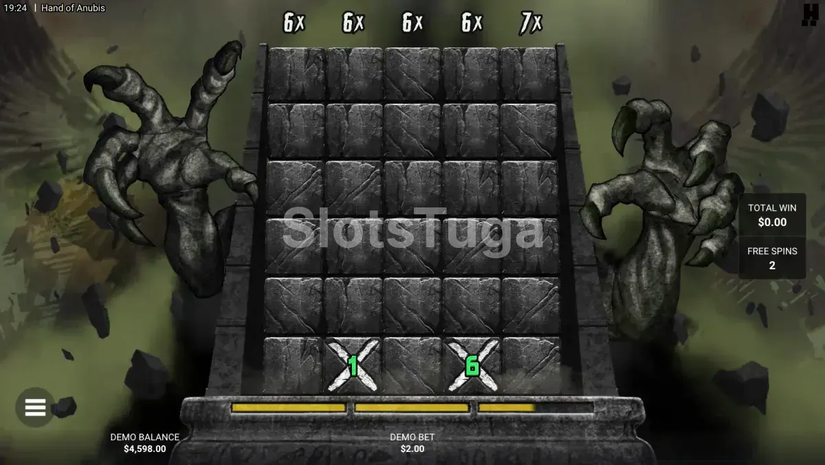 Rodadas grátis do Hand of Anubis no bônus Underworld