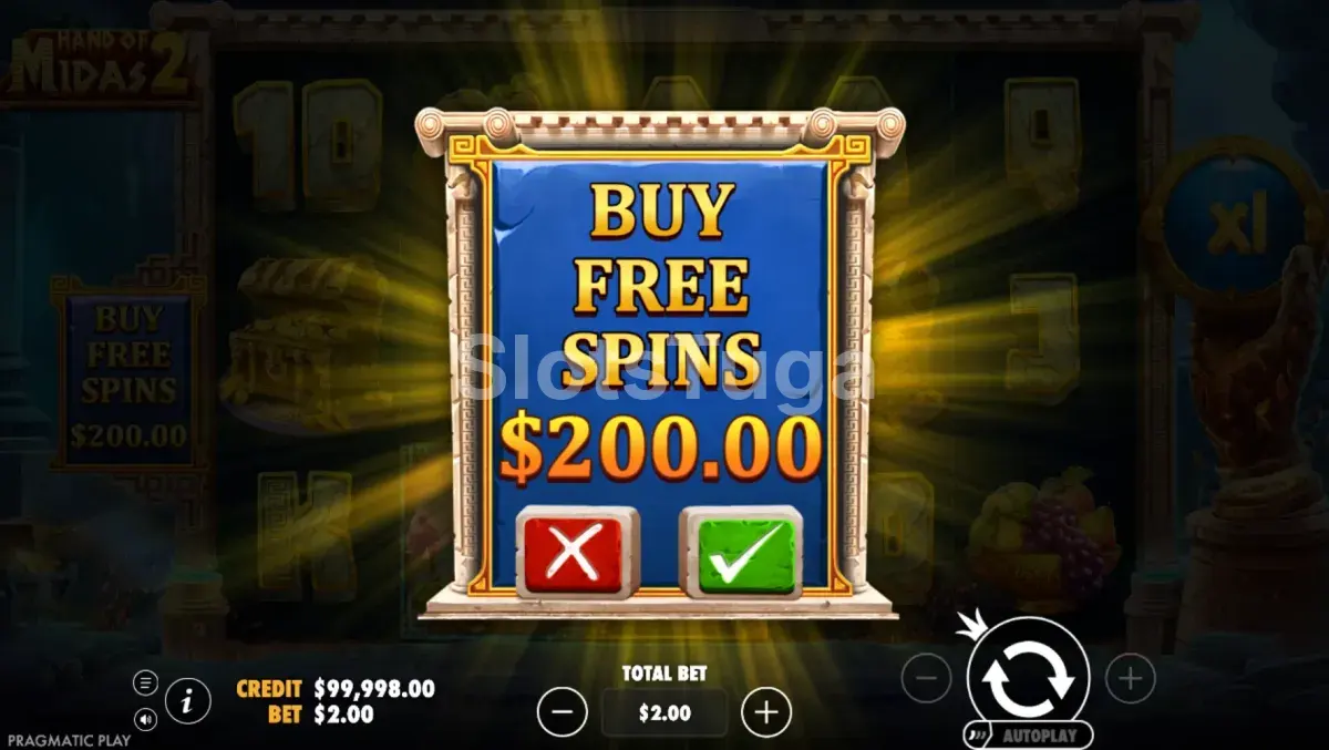 Opção de compra de bônus na Hand of Midas 2