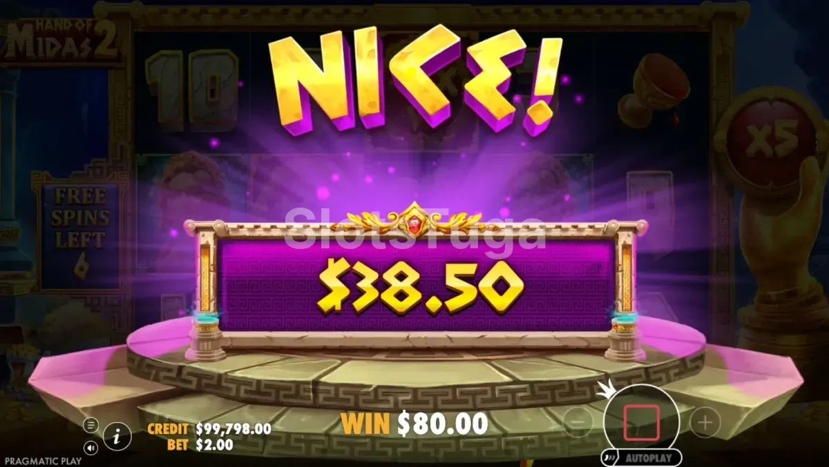 Grande vitória conquistada na slot Hand of Midas 2
