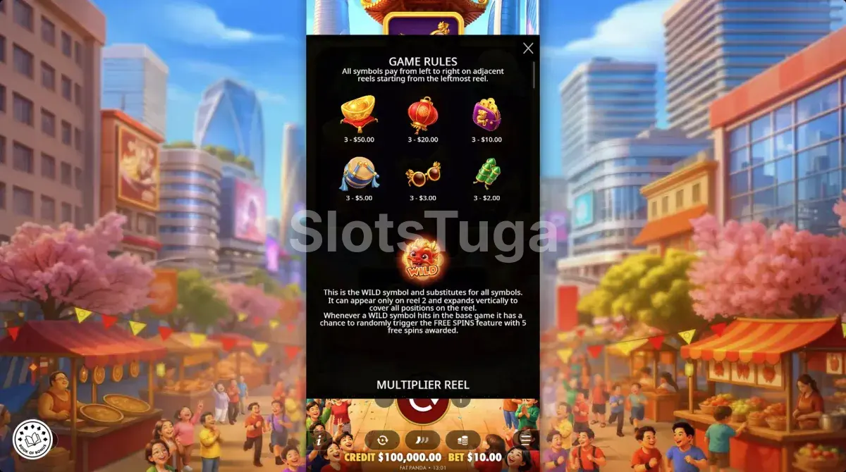 Tabela de pagamentos da slot Happy Dragon com todos os símbolos