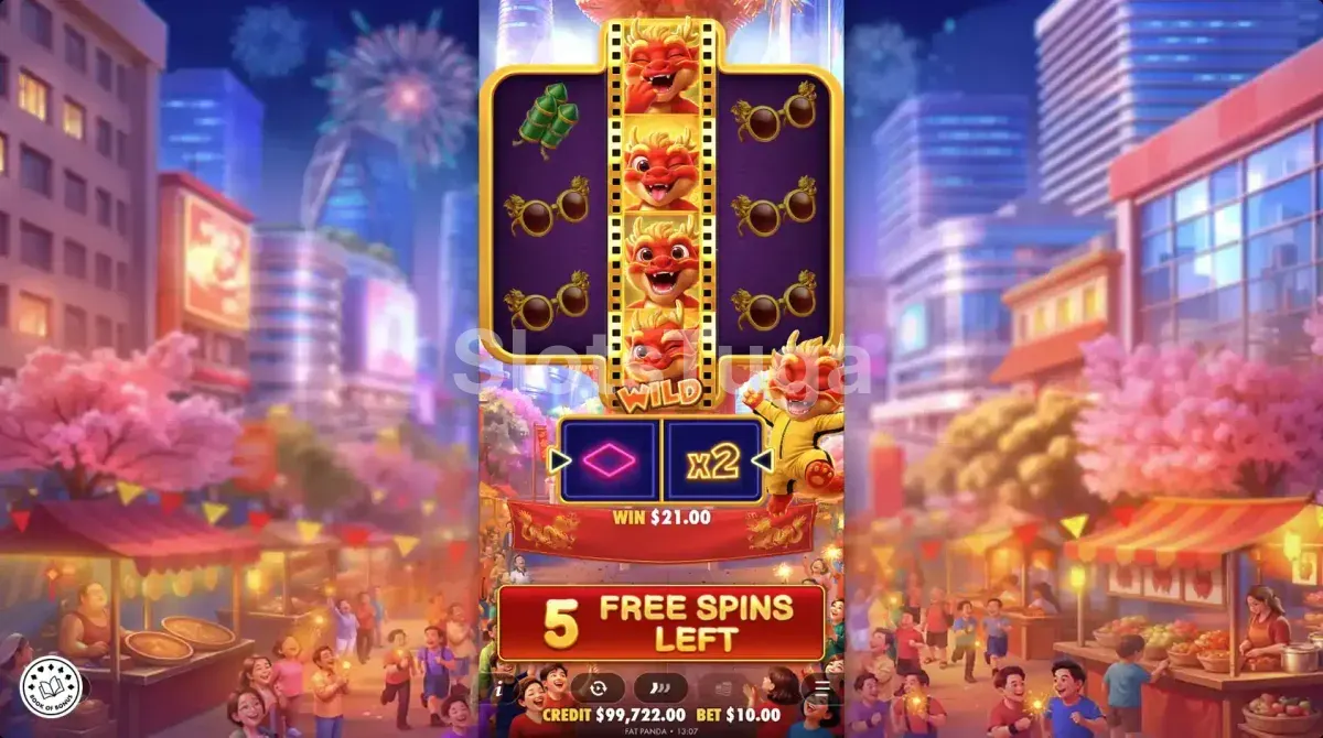 Rodadas grátis ativadas na slot Happy Dragon com multiplicadores em destaque