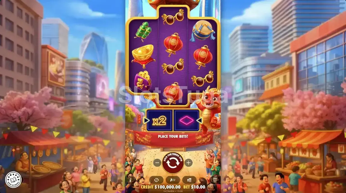 Tela principal do jogo Happy Dragon com os rolos em ação