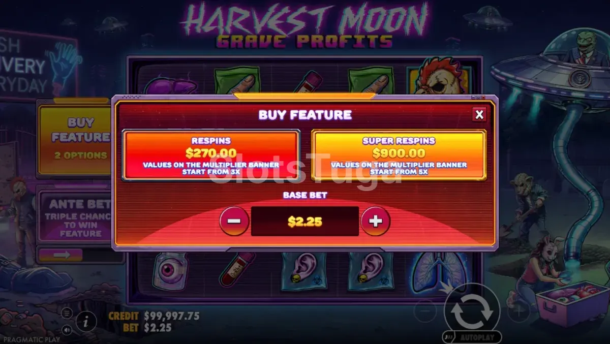 Tela de compra de bônus da Harvest Moon Grave Profits
