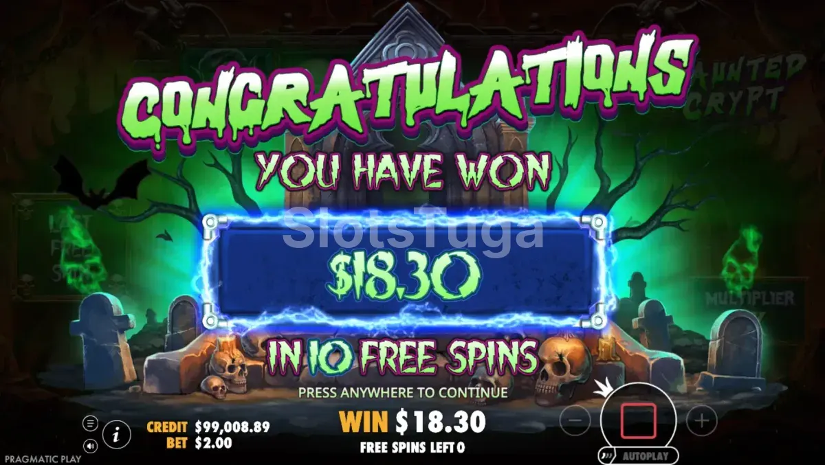 Grande ganho em Haunted Crypt com multiplicadores somados