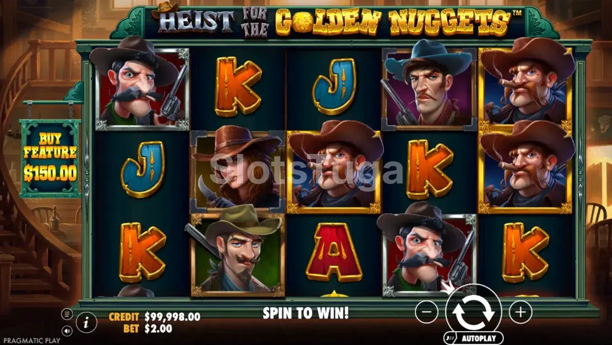 Jogo base da Heist for the Golden Nuggets mostrando o saloon do Velho Oeste
