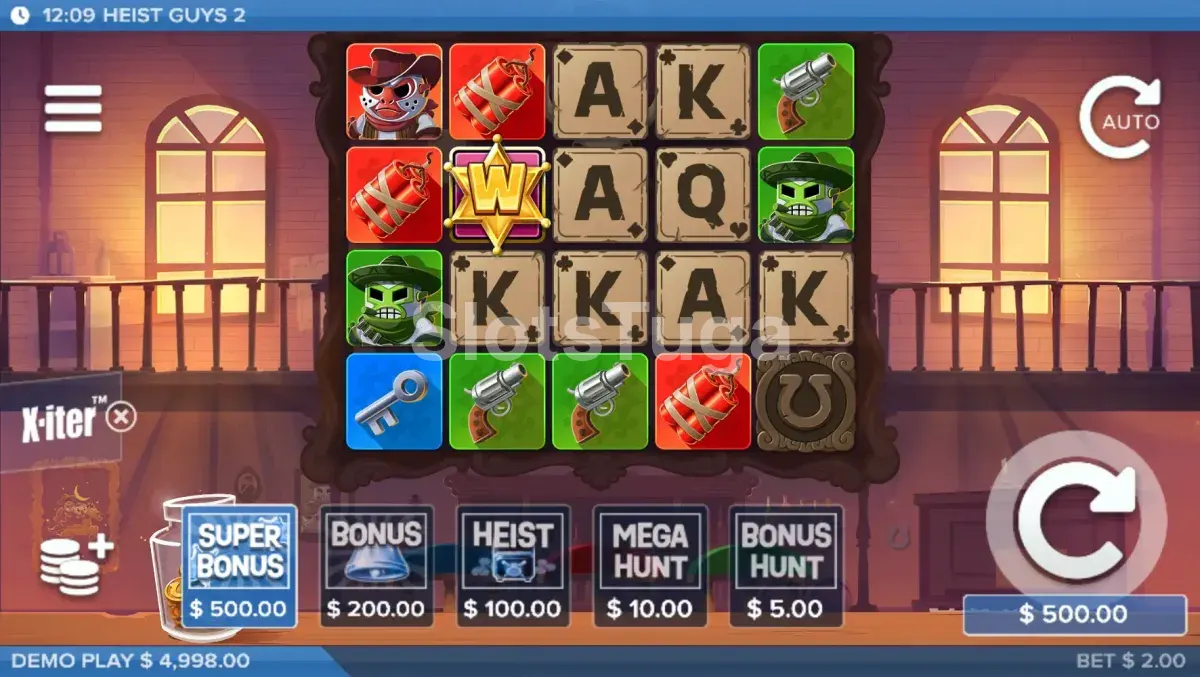 Menu de compra de bônus do Heist Guys 2 com opções do X-iter