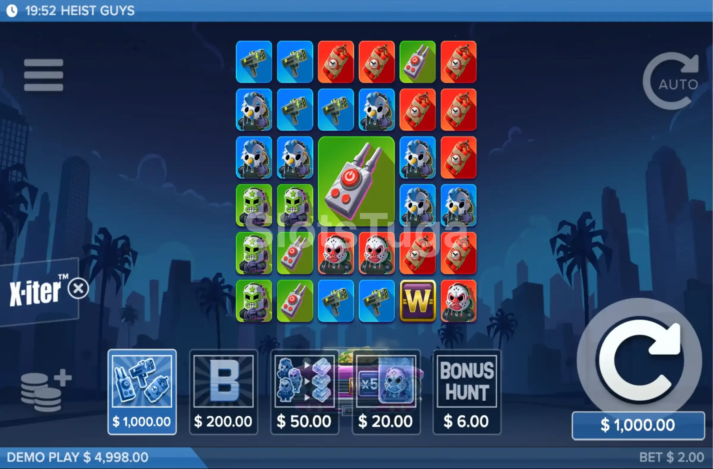 Tela de compra de bônus da slot Heist Guys
