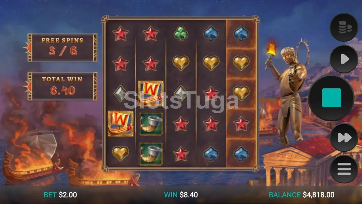 Tela de giros grátis do Helios' Fury em ação
