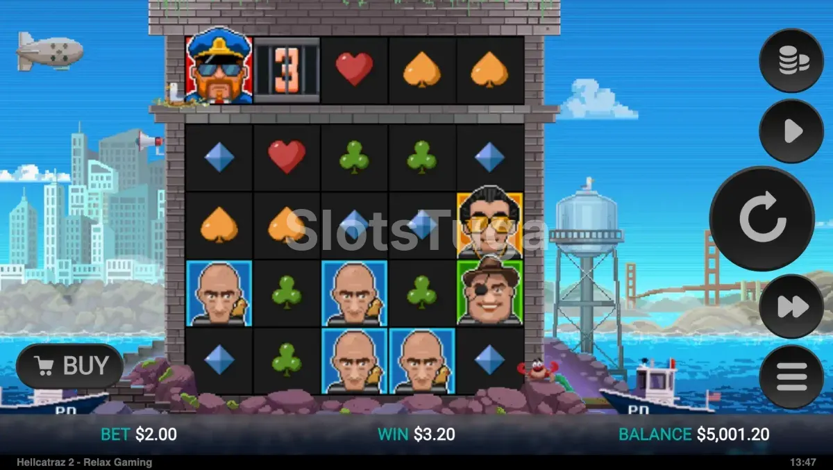 Tela principal da slot Hellcatraz 2 Dream Drop com visual 8-bit
