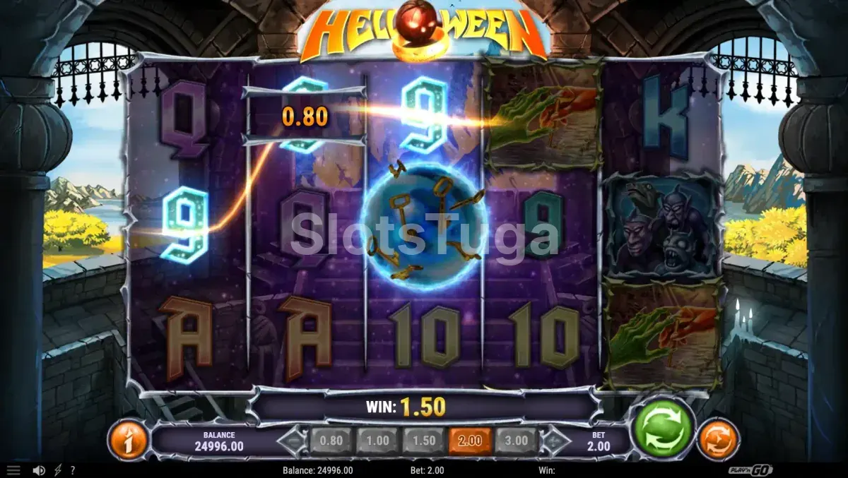 Segunda tela do jogo base do slot Helloween com símbolos de prêmio