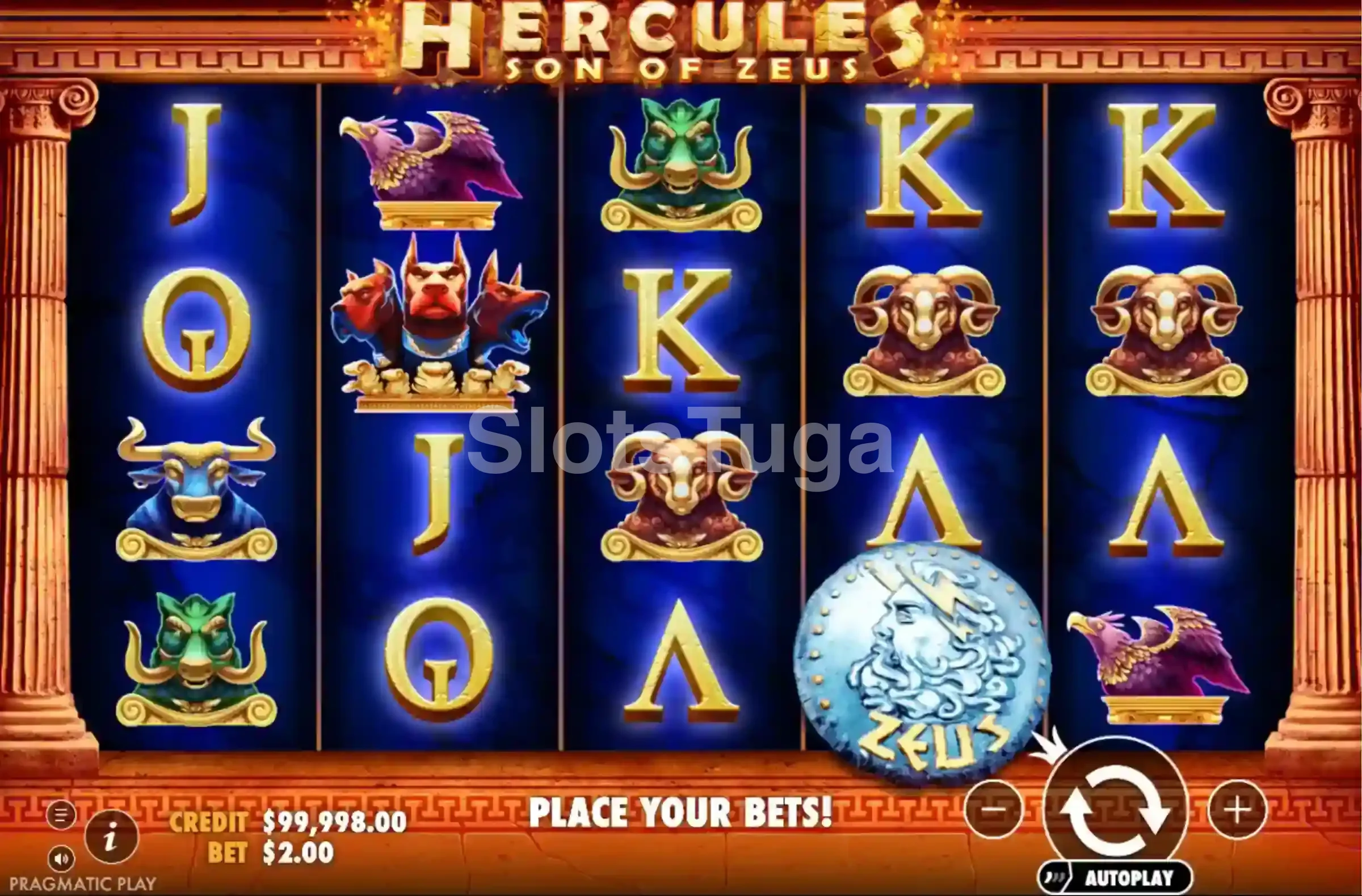 Rodada de bônus em andamento no Hercules Son of Zeus