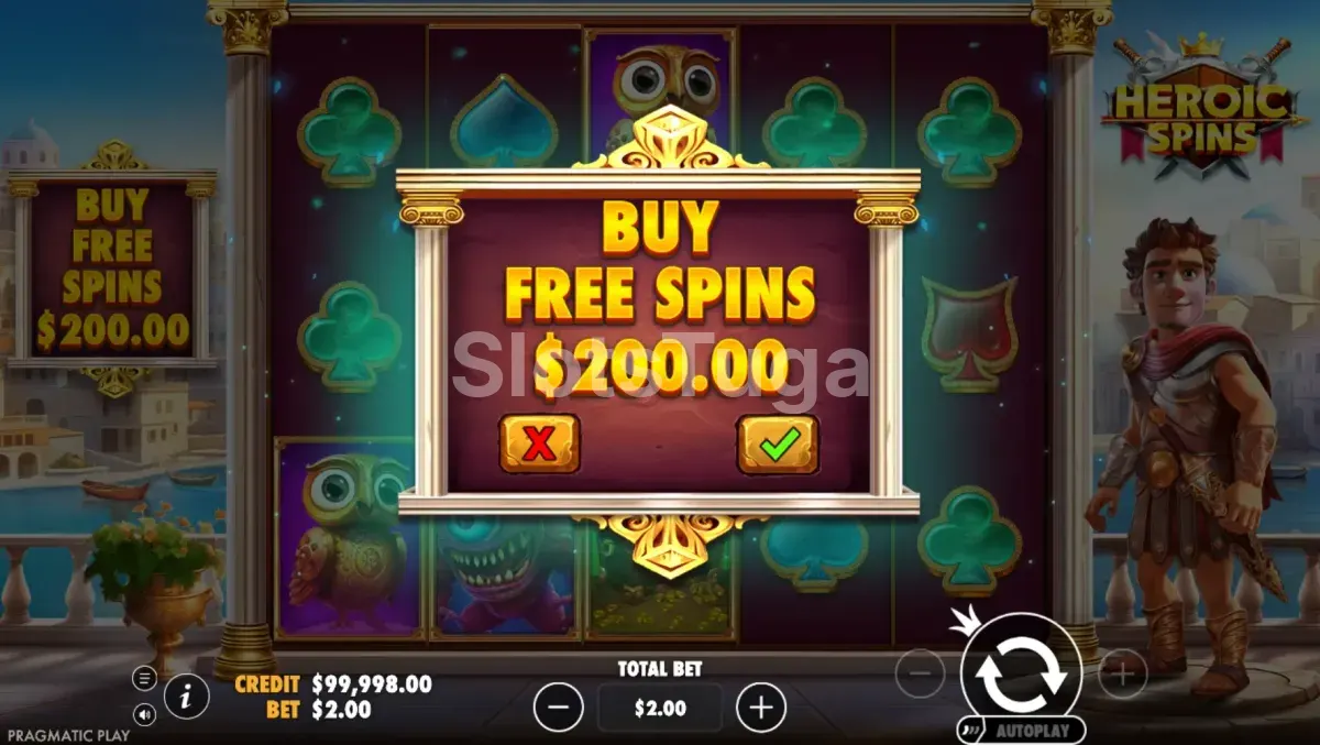 Opção de compra de bônus disponível no Heroic Spins