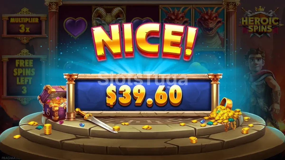 Grande vitória na sessão de jogo do Heroic Spins