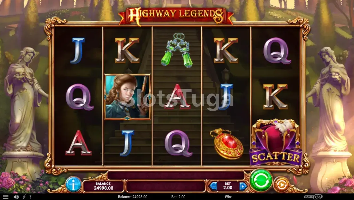Jogo base da slot Highway Legends com Swift Rick e Lady Pearl