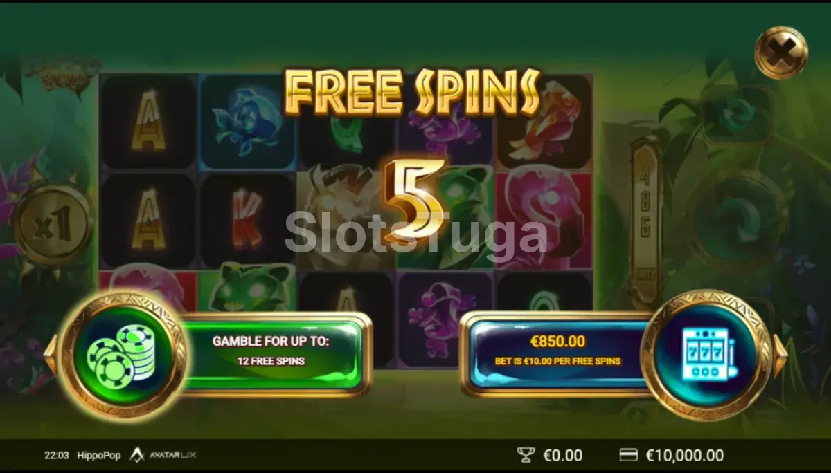 Tela de compra de bônus da slot HippoPop com opções disponíveis