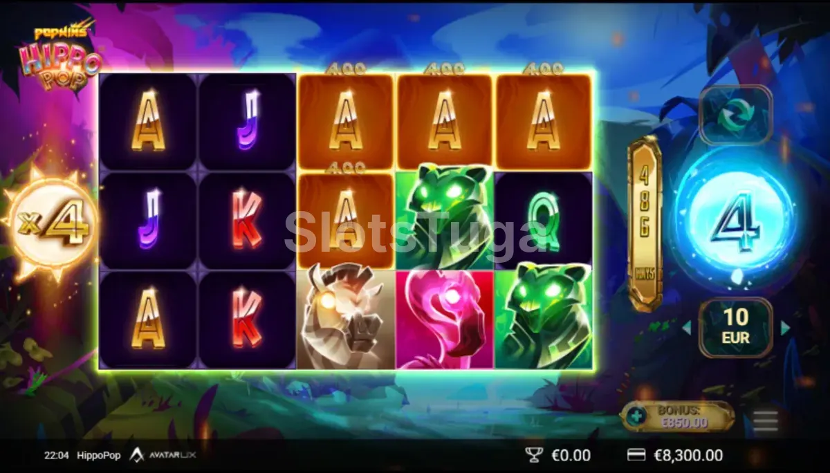 Rodadas grátis ativadas na slot HippoPop com multiplicadores em ação