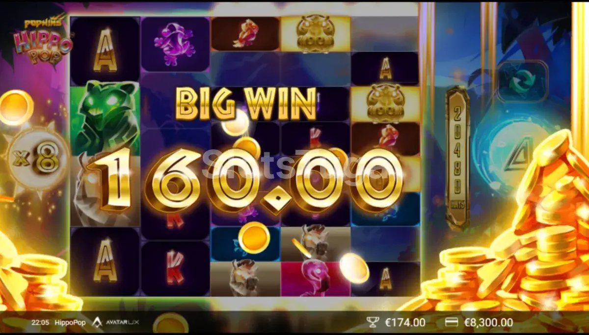 Grande vitória na slot HippoPop com multiplicadores altos