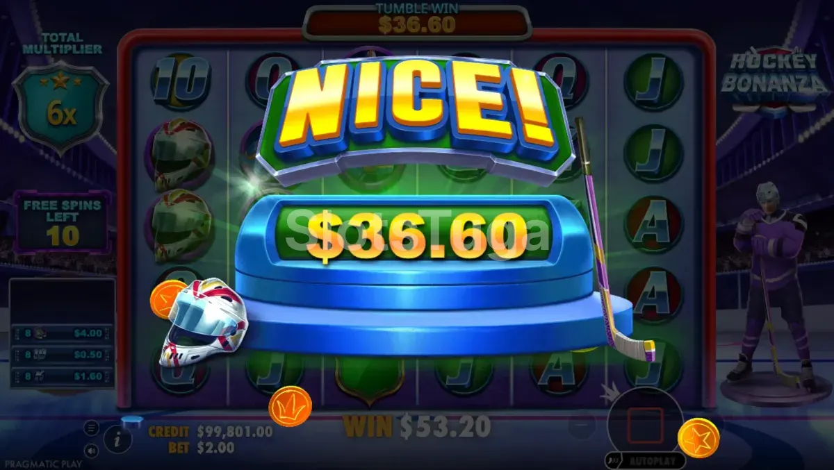 Grande vitória na Hockey Bonanza com multiplicadores empilhados