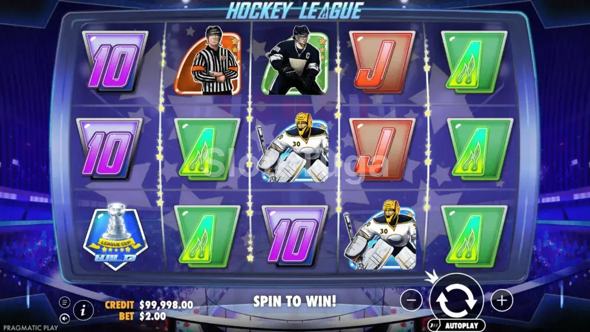 Tela principal da slot Hockey League com os times em campo