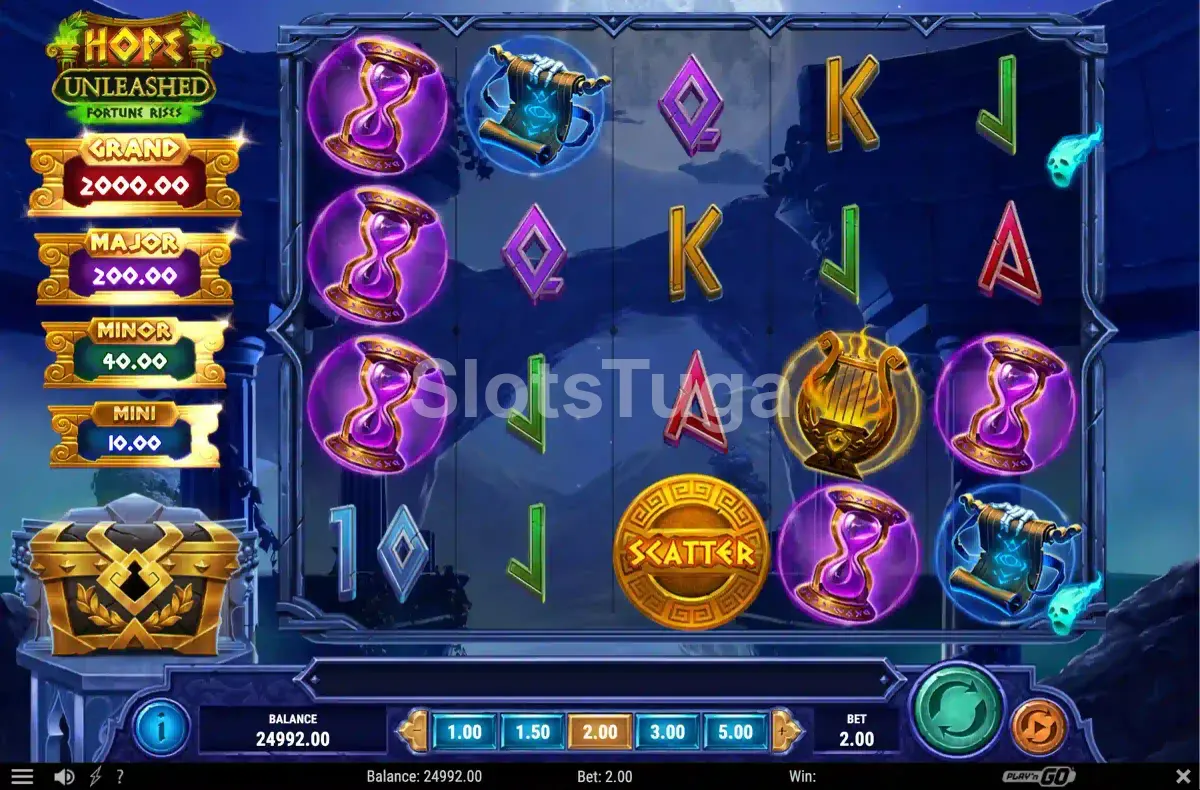 Símbolo scatter aparecendo nos rouleaux da Hope Unleashed Fortune Rises