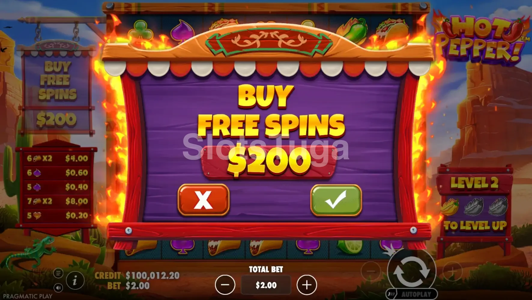 Opção de compra de bônus na Hot Pepper da Pragmatic Play