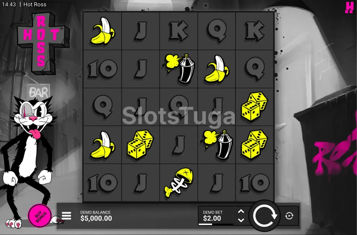 Tela principal do jogo Hot Ross com os rouleaux em destaque