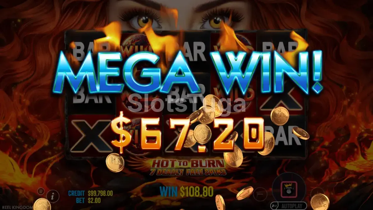 Big win conquistado na Hot to Burn 7 Deadly Free Spins com multiplicador ativo