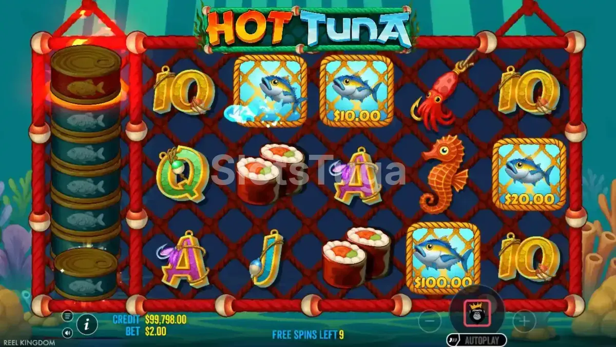Rodada de giros grátis do Hot Tuna em ação