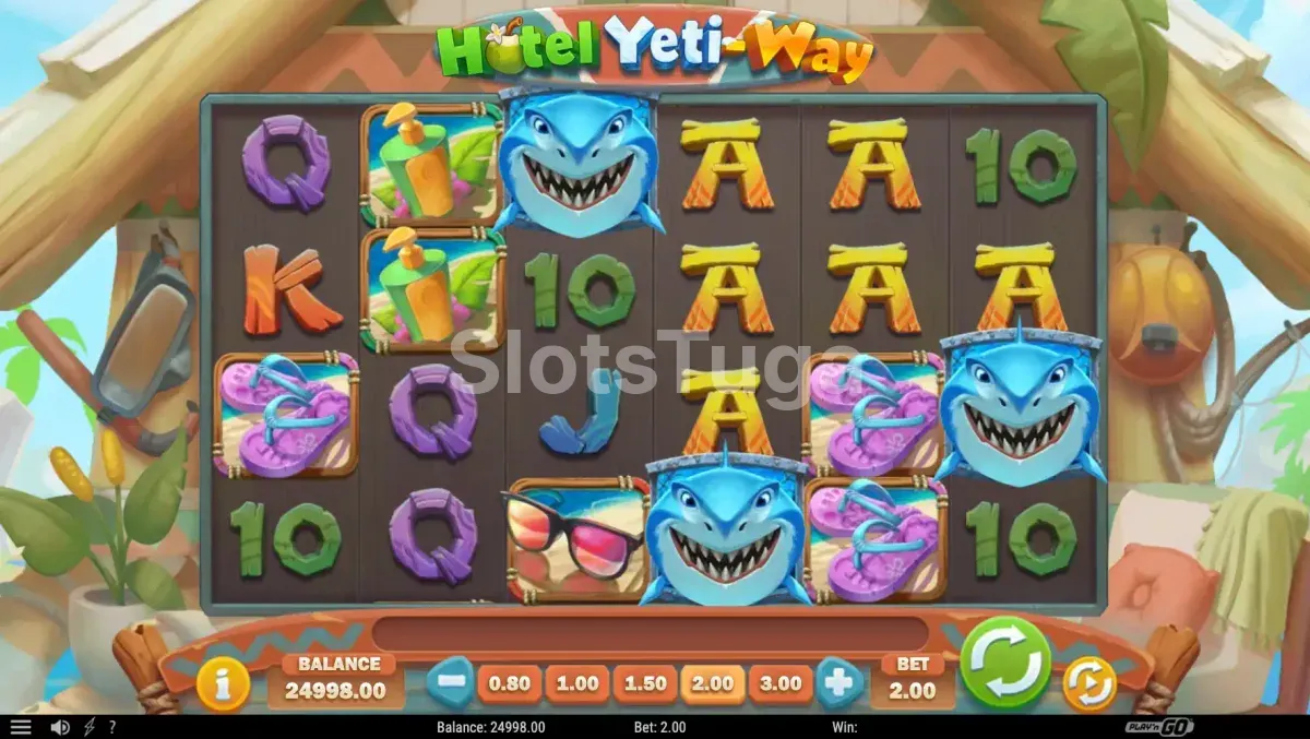 Jogo base da slot Hotel Yeti-Way com temática tropical