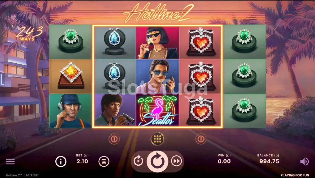 Segunda visão do jogo base de Hotline 2 mostrando wilds em expansão