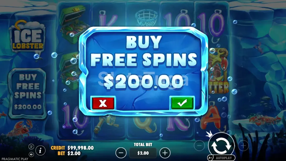 Tela do Bonus Buy do Ice Lobster com o custo de compra do bônus