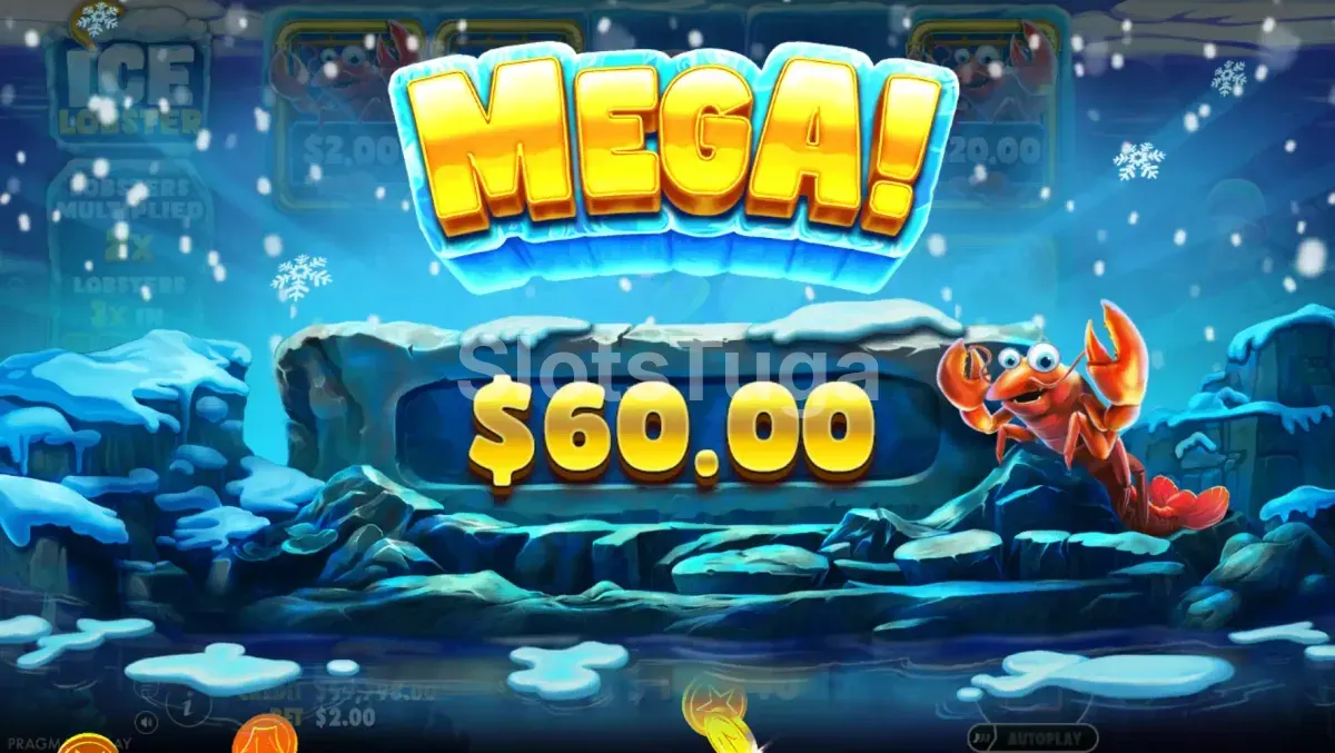 Tela de grande vitória no Ice Lobster com o valor do prêmio em destaque