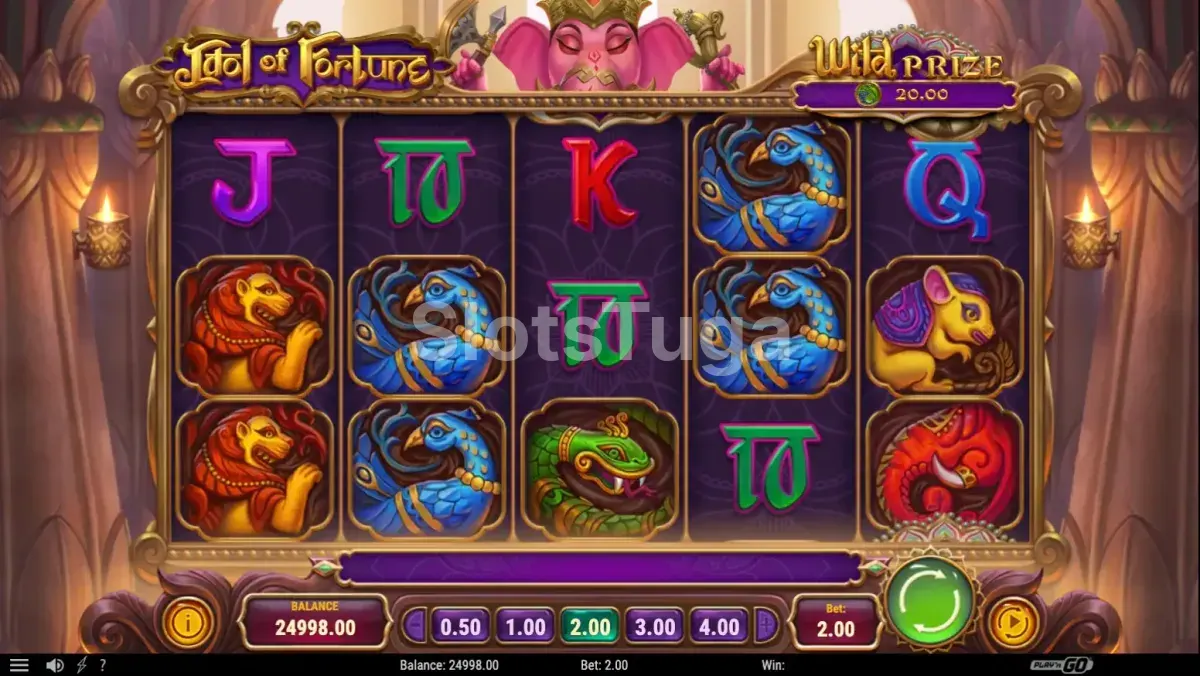 Tela principal da slot Idol of Fortune com Ganesha ao fundo