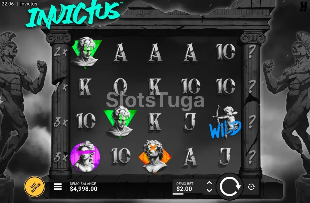 Jogo base da slot Invictus da Hacksaw Gaming