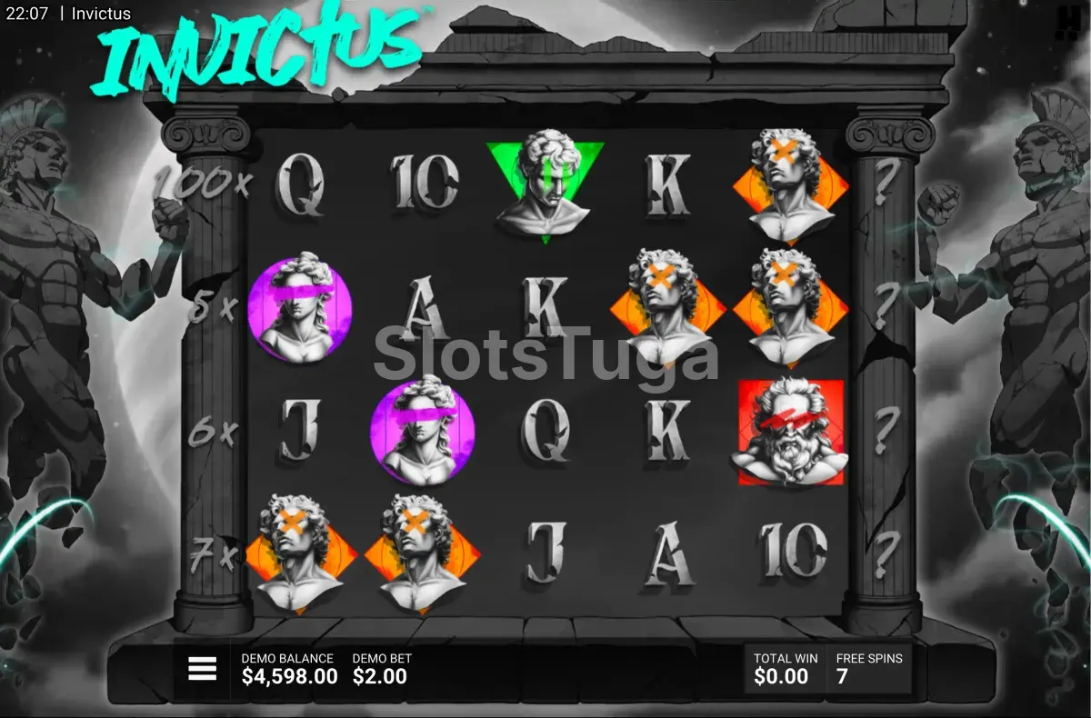 Rodadas grátis ativadas na slot Invictus da Hacksaw Gaming