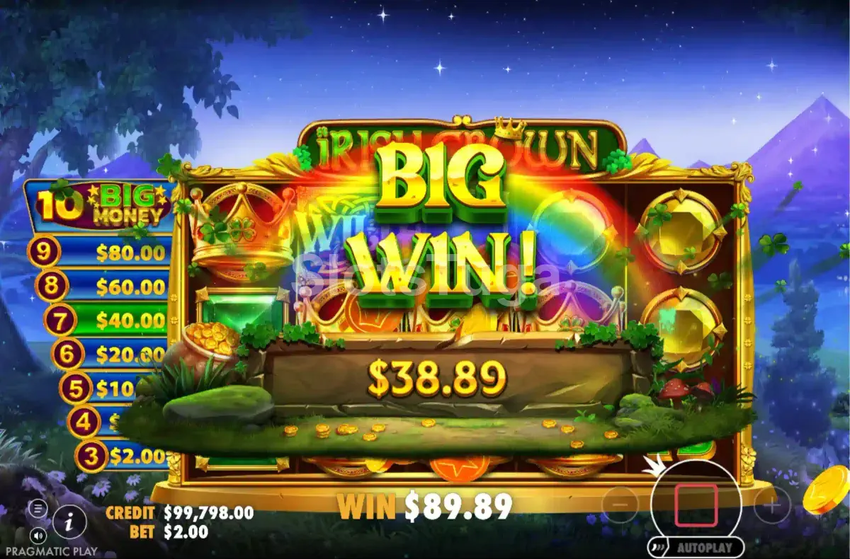 Grande vitória na Irish Crown com multiplicadores altos