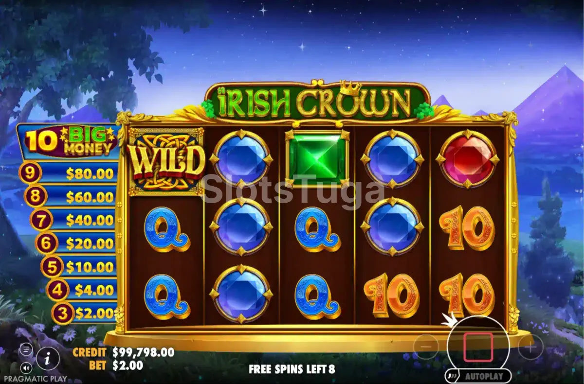 Rodadas grátis da Irish Crown com wilds expandidos