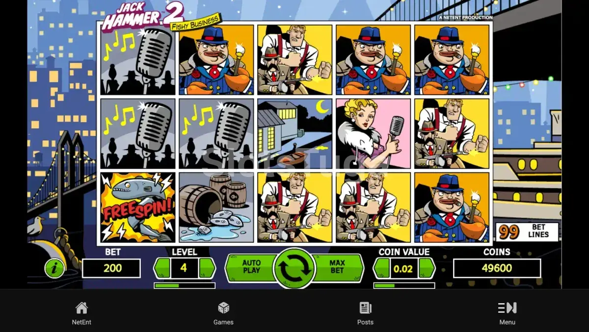 Segunda tela de jogo da slot Jack Hammer 2 mostrando a mecânica de re-giros