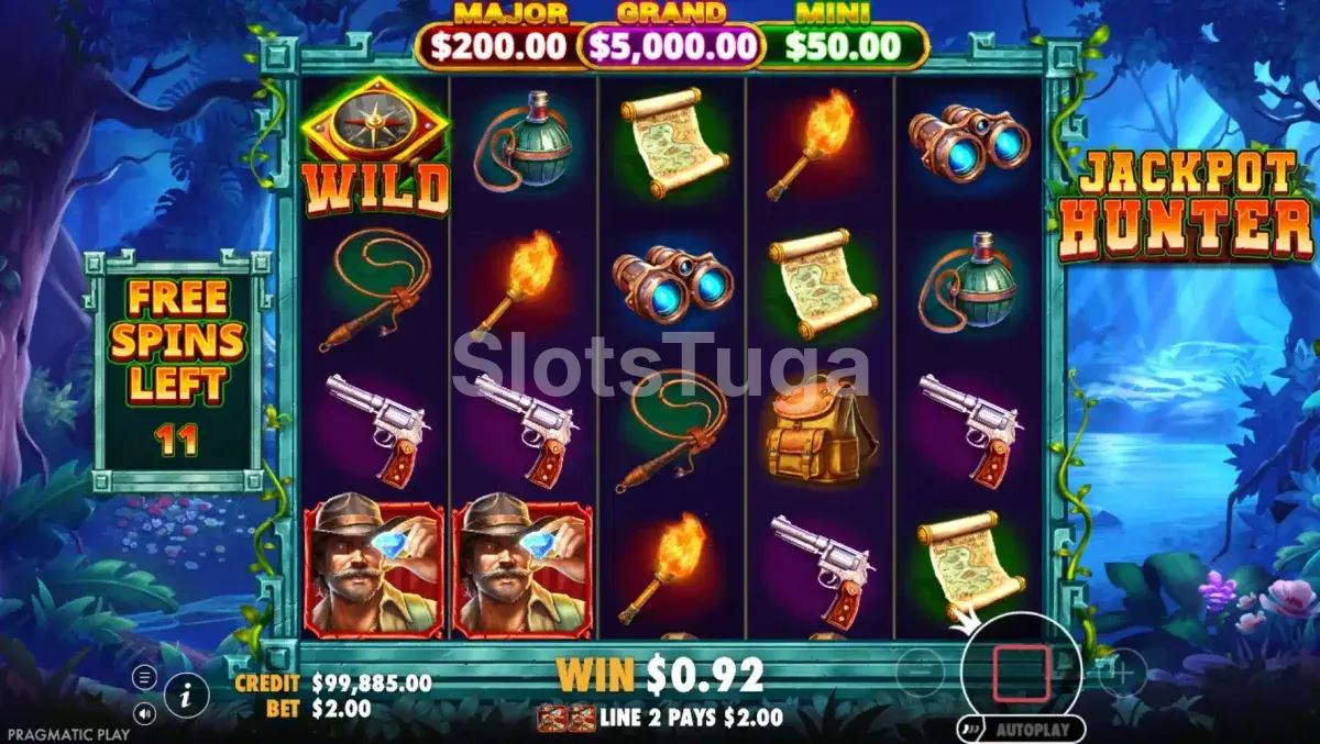 Rodada de giros grátis da slot Jackpot Hunter da Pragmatic Play
