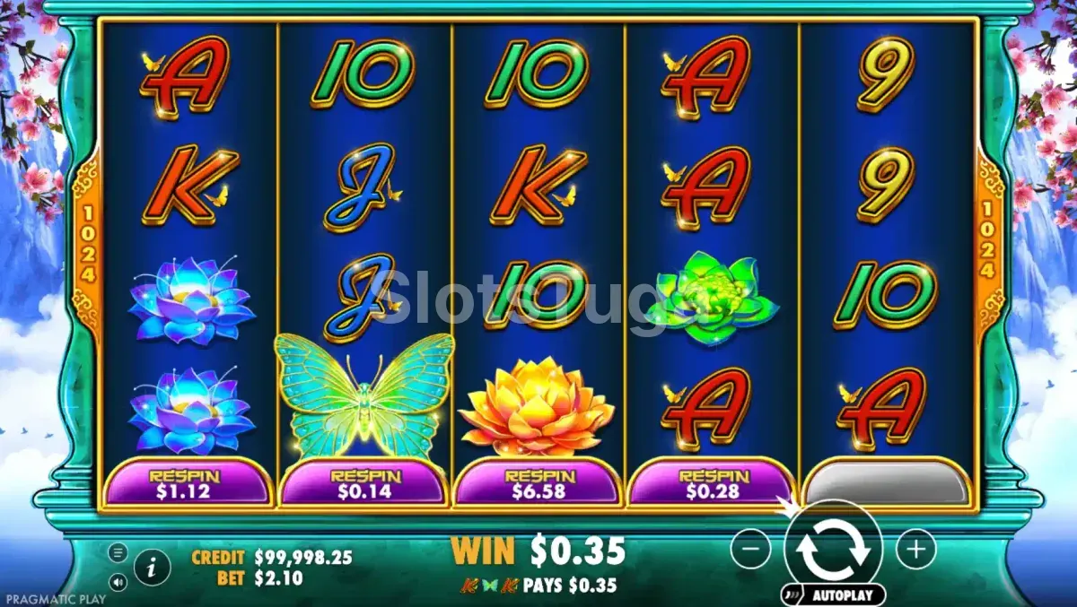 Tela principal da slot Jade Butterfly com símbolos orientais