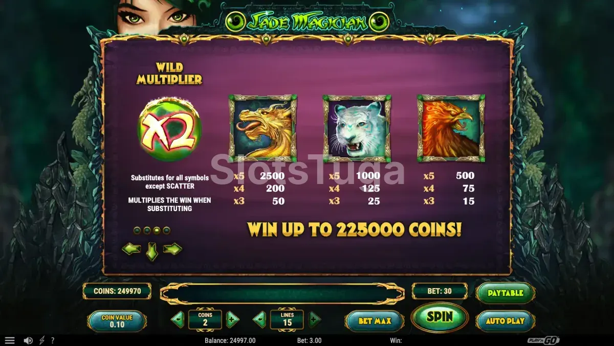 Tabela de pagamentos completa da slot Jade Magician
