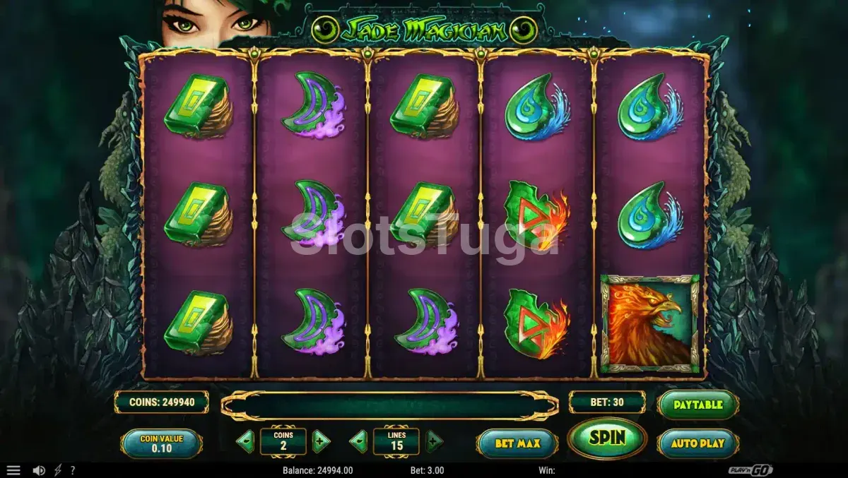 Segunda visão do jogo base da Jade Magician mostrando os símbolos no grid