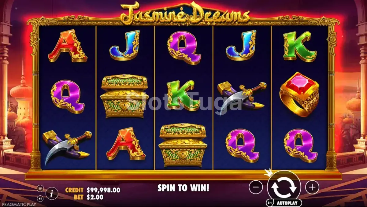 Jogo base da Jasmine Dreams com rolos em ação