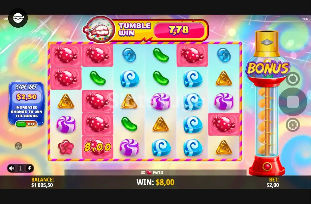 Segunda tela de jogo do Jawbreaker mostrando combinações vencedoras