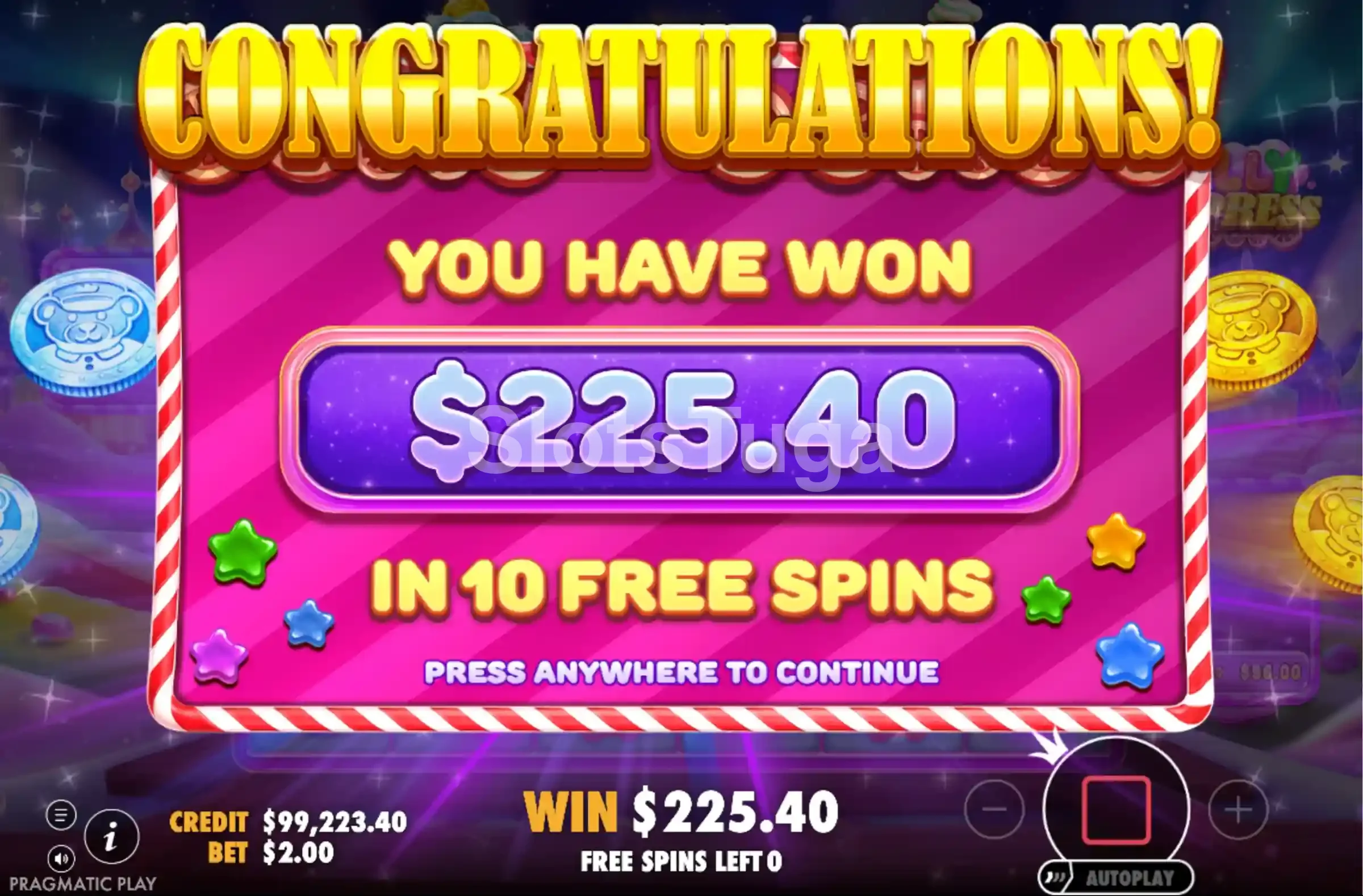 Vitória expressiva na Jelly Express com multiplicador alto e animação de big win