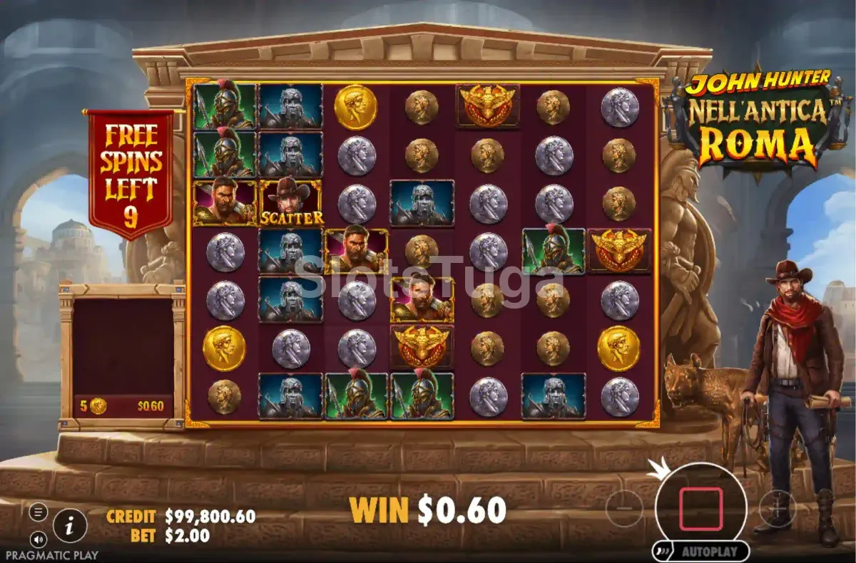 Rodadas grátis ativadas na slot John Hunter nell'antica Roma