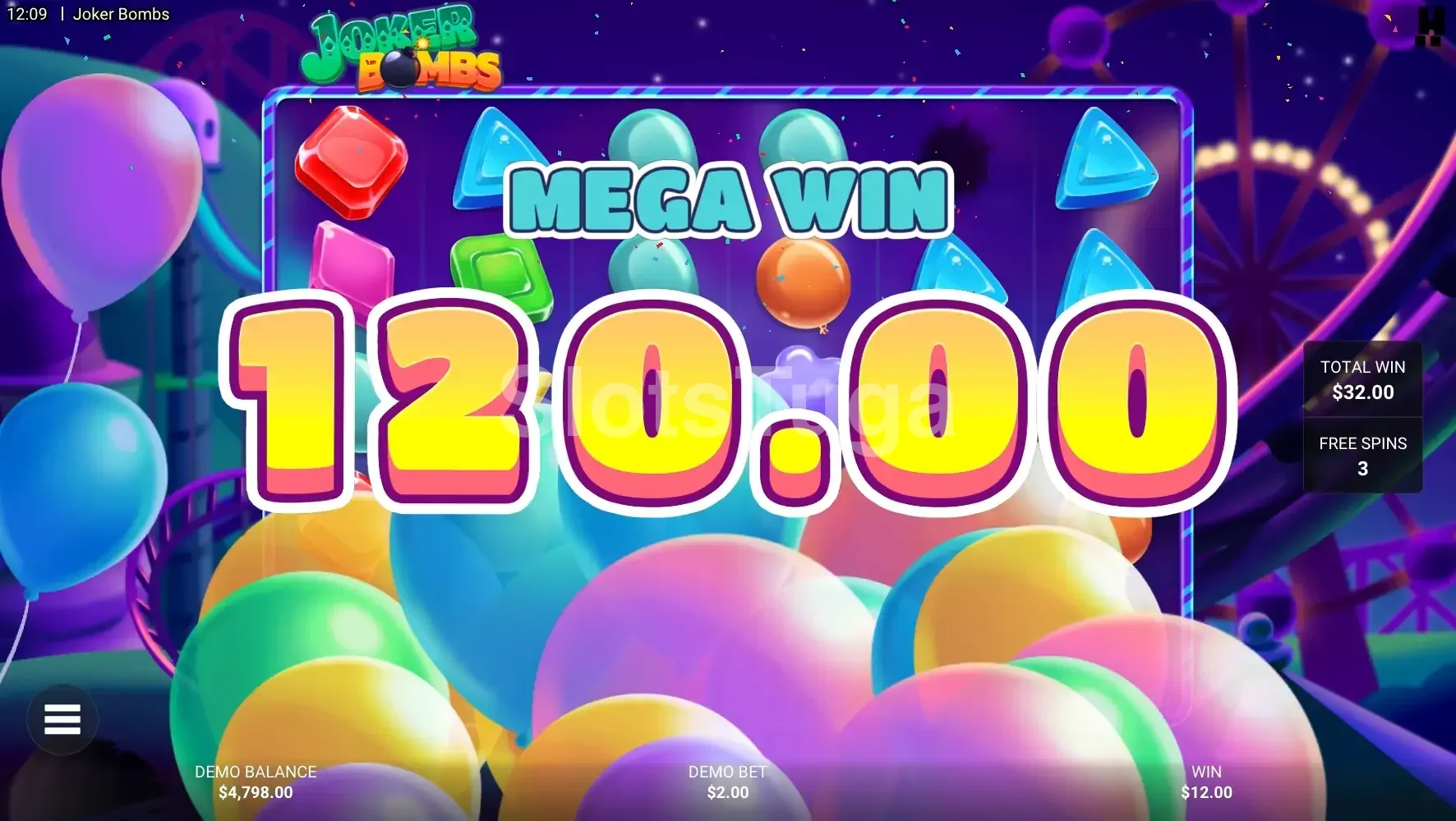 Big win na slot Joker Bombs com multiplicadores acumulados