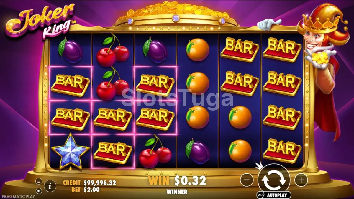 Segunda visão do jogo base do Joker King com símbolos especiais visíveis