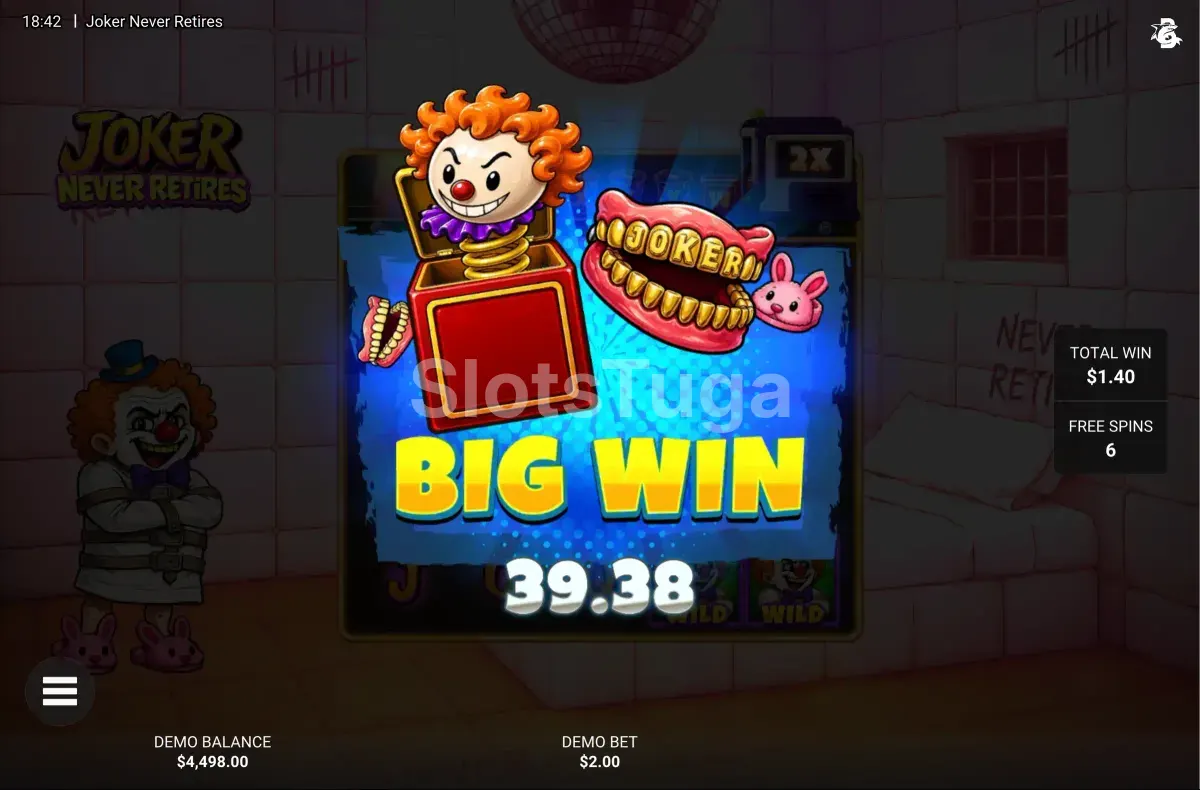 Grande vitória em Joker Never Retires no ecrã do casino